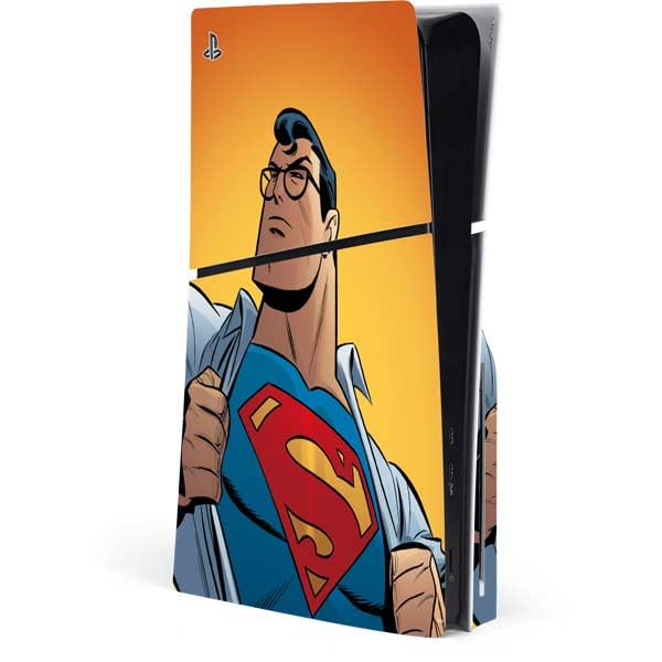 Skinit Decal Gaming Skin Compatible with PS5 Slim Disk Console - Officially Licensed DC Comics Superman 90s Animated Series Design
