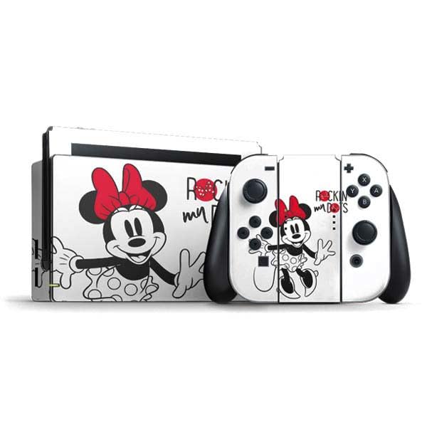 Skinit Decal Gaming Skin Compatible with Nintendo Switch Bundle - Officially Licensed Disney Minnie Mouse Rockin My Dots Design