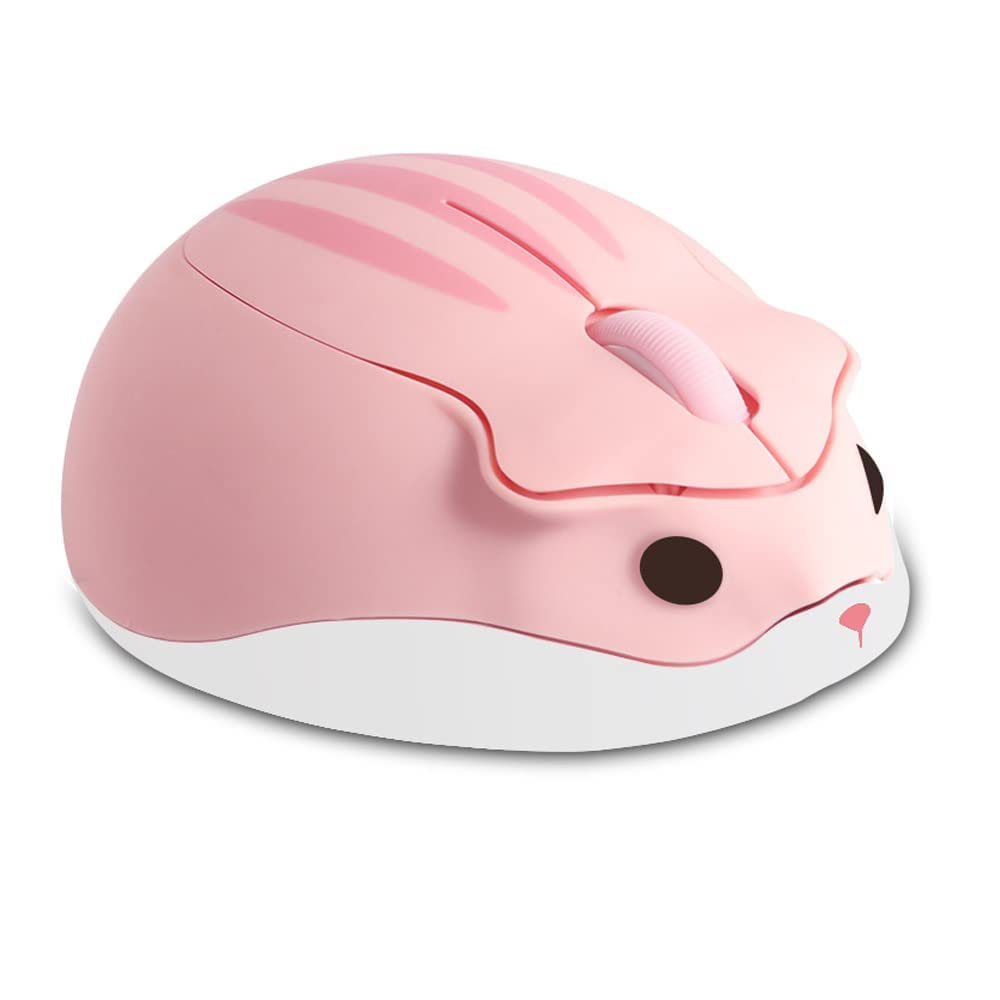 Wireless Mouse Pink Bluetooth Cute Hamster Shape Kawaii Portable Silent Lightweight Quiet Cordless Gaming Mice for PC Laptop Computer Mac iPad Pro MacBook Pro/Air Kids Women Men Girls Boys Office Gift
