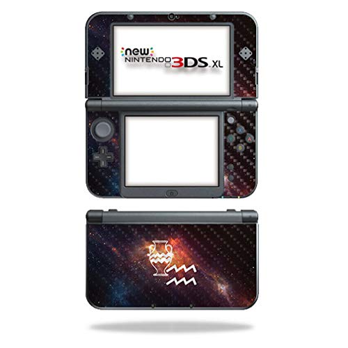 MightySkins Carbon Fiber Skin for Nintendo New 3DS XL (2015) - Aquarius | Protective Durable Textured Carbon Fiber Finish | Easy to Apply Remove and Change Styles | Made in The USA