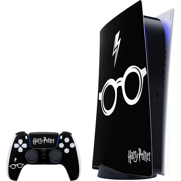 Skinit Decal Gaming Skin Compatible with PS5 Bundle - Officially Licensed Wizarding World Harry Potter Scar and Glasses Design