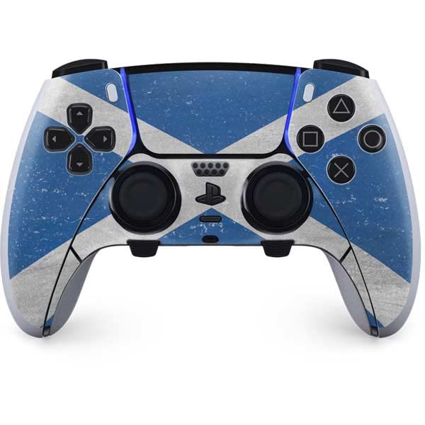 Skinit Decal Gaming Skin Compatible with PS5 DualSense Edge Pro Controller - Scotland Flag Distressed Design
