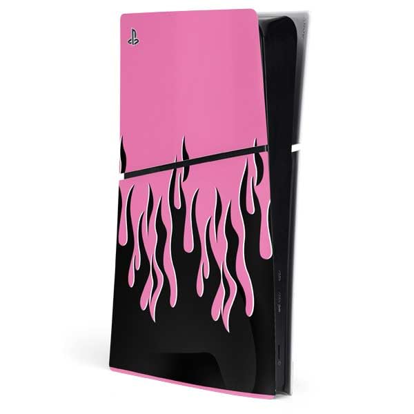 Skinit Decal Gaming Skin Compatible with PS5 Slim Digital Edition Console - Pink Flames Design