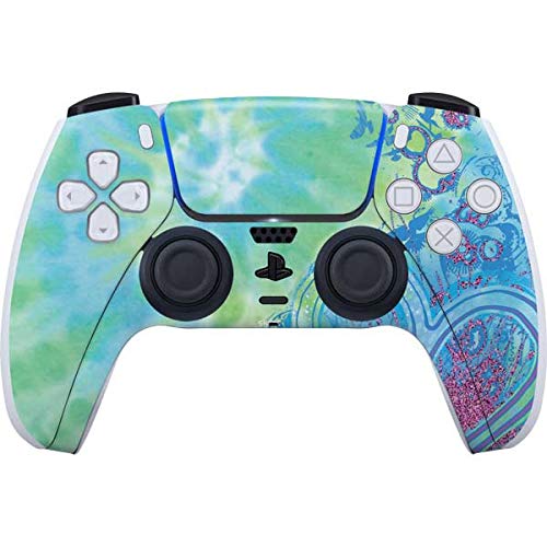 Skinit Decal Gaming Skin Compatible with PS5 Controller - Officially Licensed Liquid Blue Tie Dye Peace Heart Design