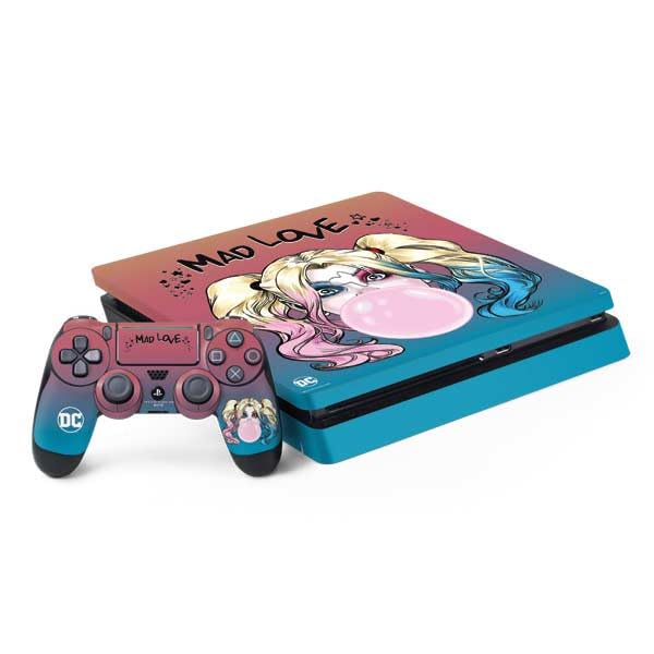 Skinit Decal Gaming Skin Compatible with PS4 Slim Bundle - Officially Licensed DC Comics Harley Quinn Mad Love Design