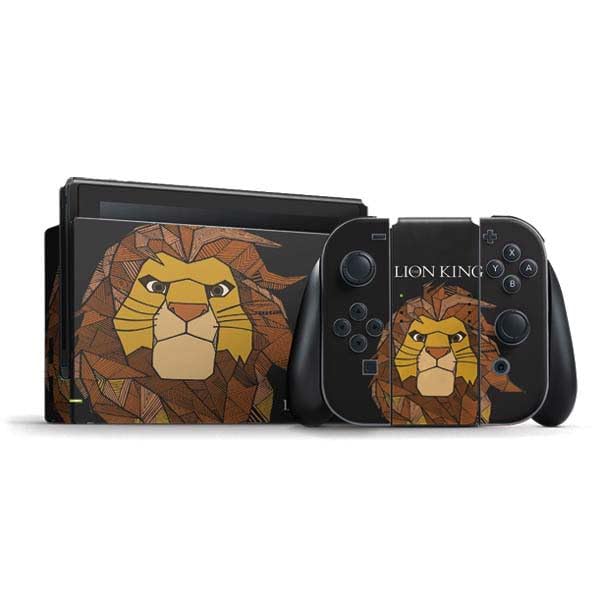 Skinit Decal Gaming Skin Compatible with Nintendo Switch Bundle - Officially Licensed Disney The Lion King Mosaic Simba Art Design