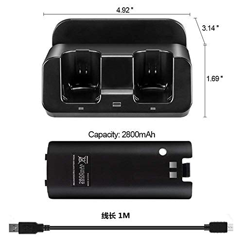 eLUUGIE 3 in 1 Charger Dock for Wii U Gamepad - Black Charging Station & Cradle