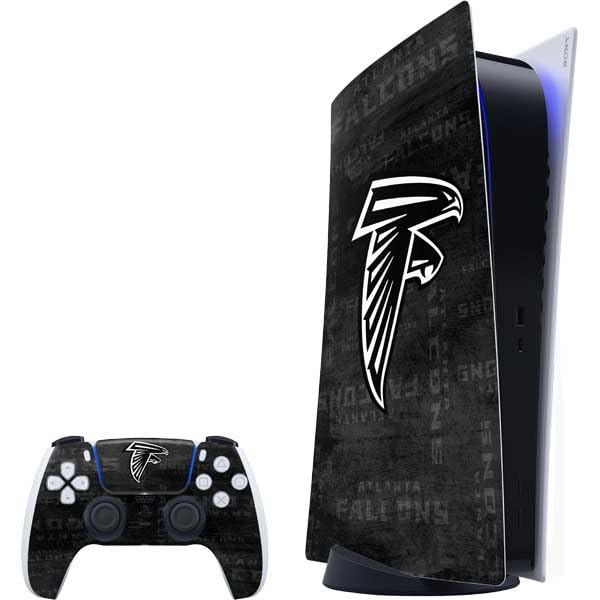 Skinit Decal Gaming Skin Compatible with PS5 Bundle - Officially Licensed NFL Atlanta Falcons Black & White Design