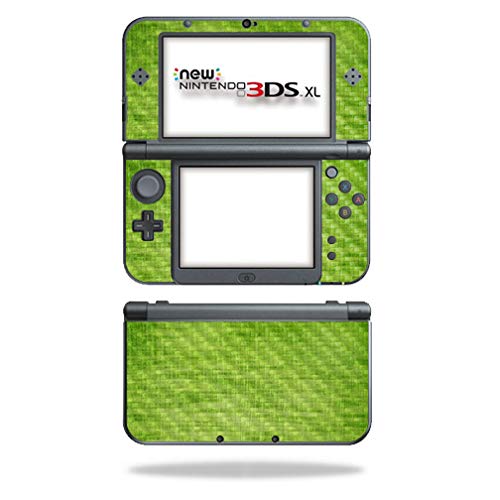 MightySkins Carbon Fiber Skin for Nintendo New 3DS XL (2015) - Green Fabric | Protective Durable Textured Carbon Fiber Finish | Easy to Apply Remove and Change Styles | Made in The USA