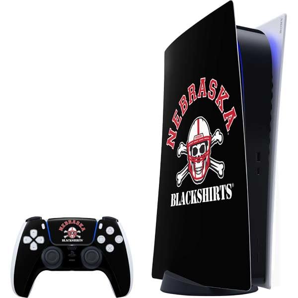 Skinit Decal Gaming Skin Compatible with PS5 Bundle - Officially Licensed University of Nebraska Blackshirts Design