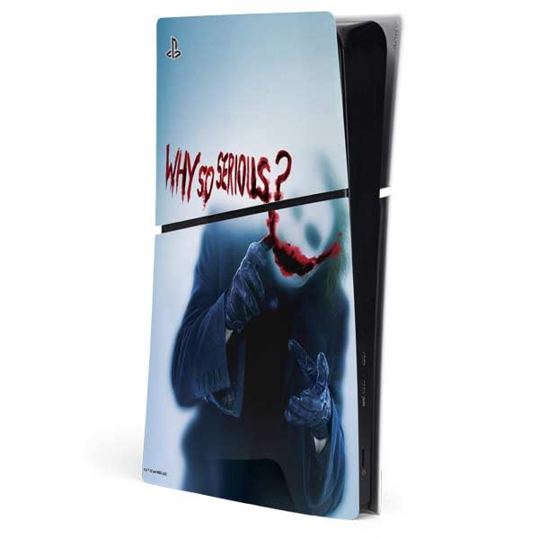 Skinit Decal Gaming Skin Compatible with PS5 Slim Digital Edition Console - Officially Licensed The Dark Knight Why So Serious Design