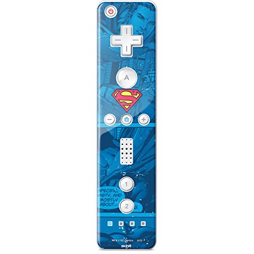Skinit Decal Gaming Skin Compatible with Wii Remote Controller - Officially Licensed DC Comics Superman Logo Background Pattern Design