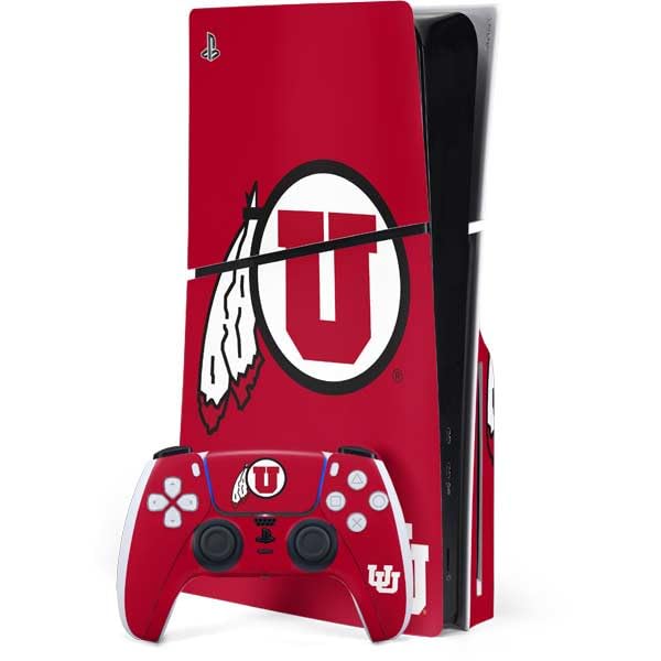 Skinit Decal Gaming Skin Compatible with PS5 Slim Disk Bundle - Officially Licensed University of Utah Logo Design