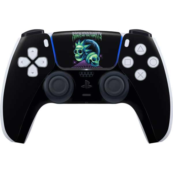 Skinit Decal Gaming Skin Compatible with PS5 Controller - Officially Licensed Adult Swim Rick and Morty Neon Skulls Design