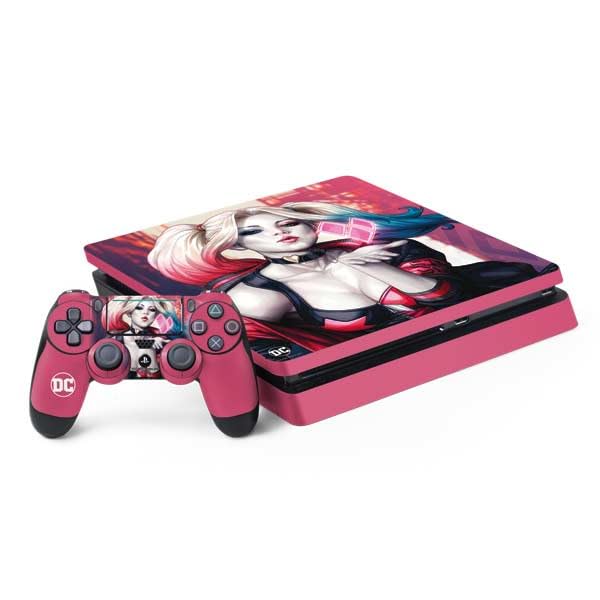Skinit Decal Gaming Skin Compatible with PS4 Slim Bundle - Officially Licensed DC Comics Harley Quinn Rebirth Cover #1 Legacy Color Variant Art by Art Germ Design