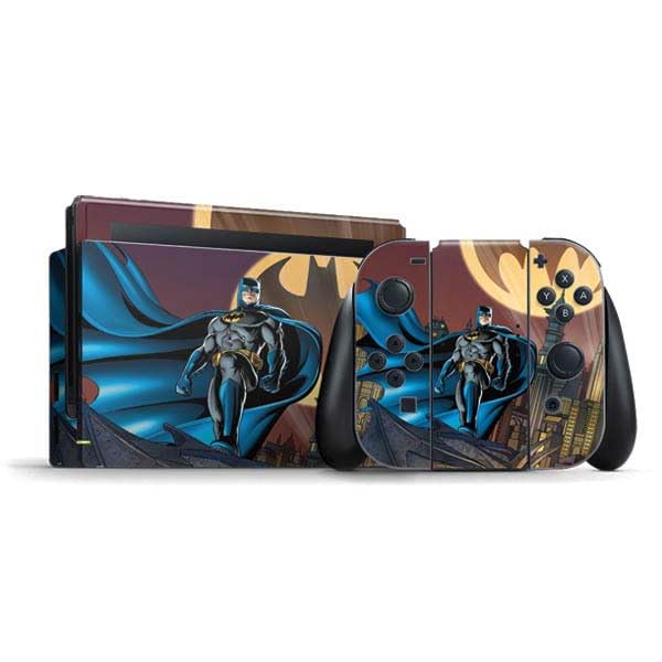 Skinit Decal Gaming Skin Compatible with Nintendo Switch Bundle - Officially Licensed DC Comics Batman in The Sky Design