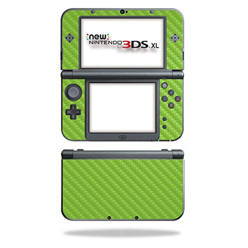 MightySkins Carbon Fiber Skin for Nintendo New 3DS XL (2015) - Lime Green | Protective Durable Textured Carbon Fiber Finish | Easy to Apply Remove and Change Styles | Made in The USA