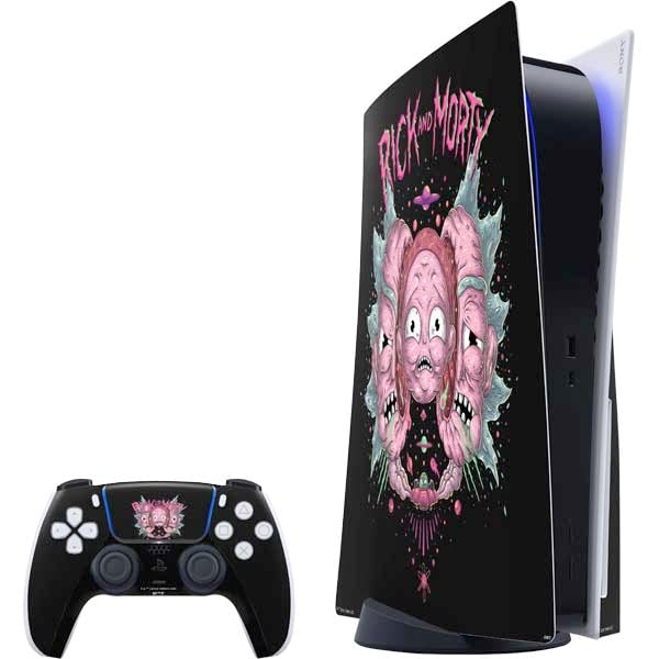 Skinit Decal Gaming Skin Compatible with PS5 Bundle - Officially Licensed Adult Swim Rick and Morty Split Head Rick Design