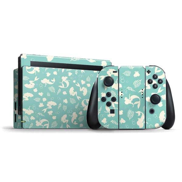 Skinit Decal Gaming Skin Compatible with Nintendo Switch Bundle - Officially Licensed Disney The Little Mermaid Character Silhouette Pattern Design