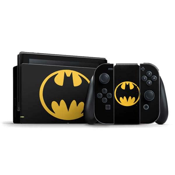 Skinit Decal Gaming Skin Compatible with Nintendo Switch Bundle - Officially Licensed DC Comics Batman Logo Design