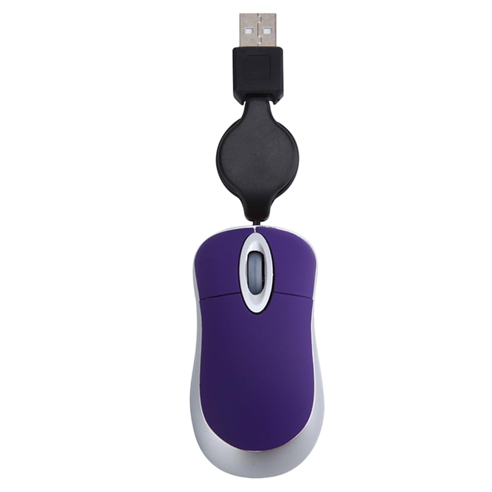 UKCOCO Wired Optical Mouse, Retractable Mini USB Mouse Mute Gaming Telescopic for Computer Notebook