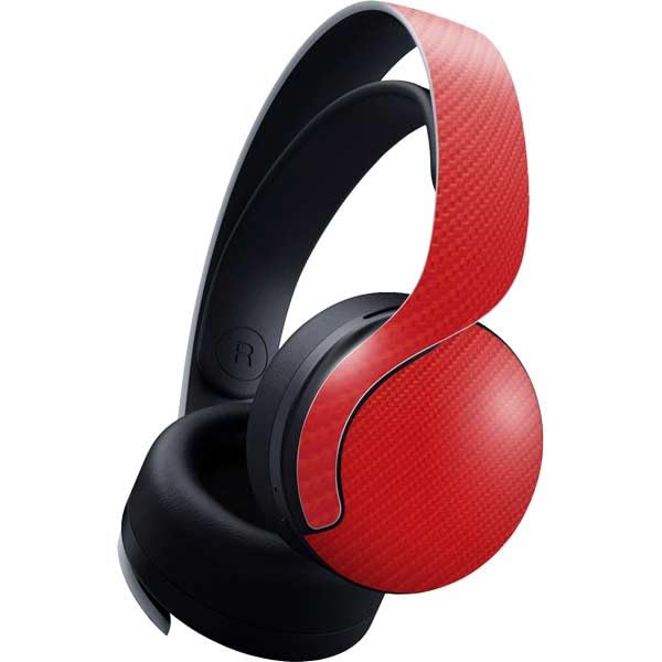 Skinit Decal Gaming Skin Compatible with Pulse 3D Wireless Headset for PS5 - Red Carbon Fiber Specialty Texture Material Design