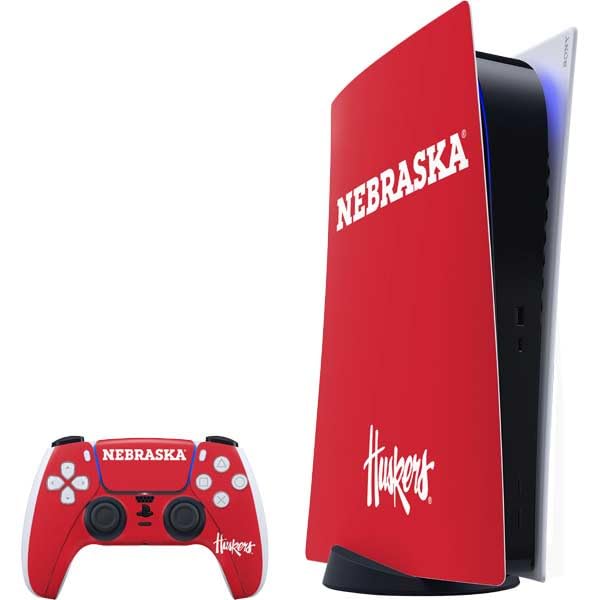 Skinit Decal Gaming Skin Compatible with PS5 Bundle - Officially Licensed University of Nebraska Red Design