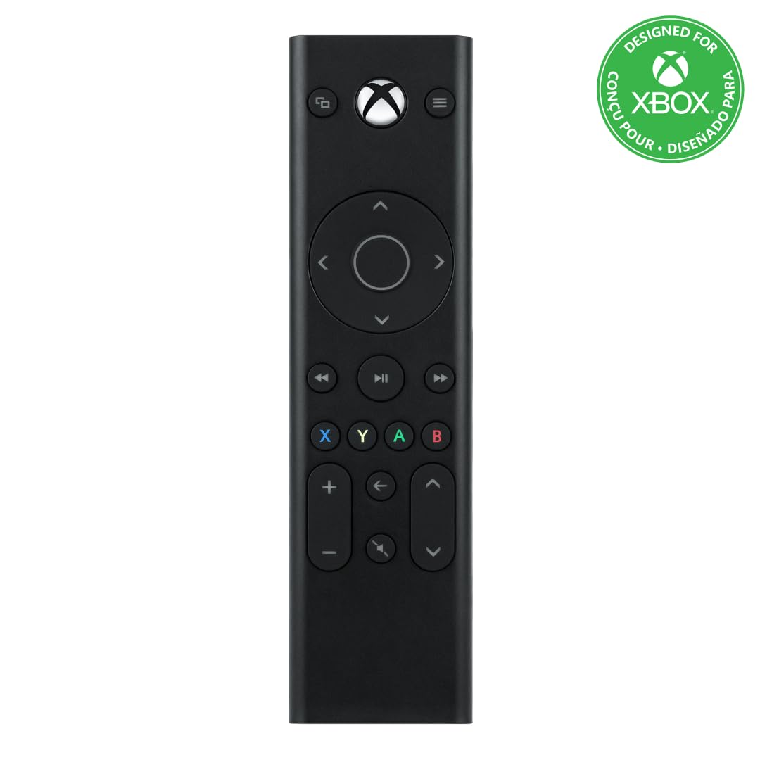 PDP Universal Gaming Media TV Remote Control for Xbox Series X|S Xbox One Officially Licensed for Microsoft Xbox Motion Activated Backlight Compact Navigation Toggle Battery Optimized