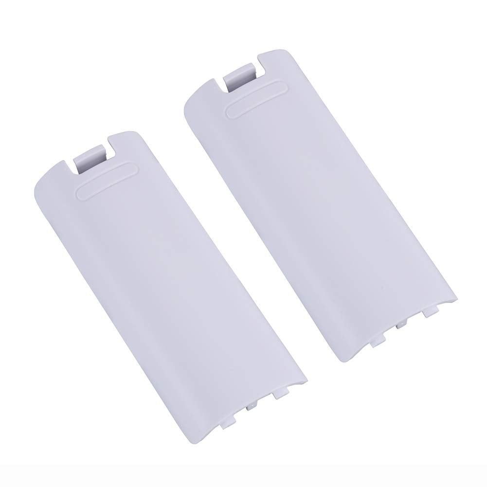 Trenro Wii Remote Controller Battery Cover Replacement - 2 Pack, White, Compatible with Nintendo Wii U, Durable ABS Material