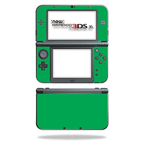 MightySkins Skin Compatible with Nintendo New 3DS XL (2015) - Solid Green | Protective, Durable, and Unique Vinyl Decal wrap Cov