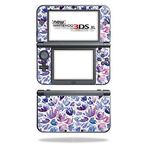 MightySkins Carbon Fiber Skin for Nintendo New 3DS XL (2015) - Blue Petals | Protective Durable Textured Carbon Fiber Finish | Easy to Apply Remove and Change Styles | Made in The USA