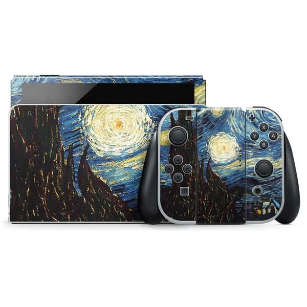 Skinit Decal Gaming Skin Compatible with Nintendo Switch OLED (2021) - Officially Licensed Van Gogh - The Starry Night by Van Gogh Design