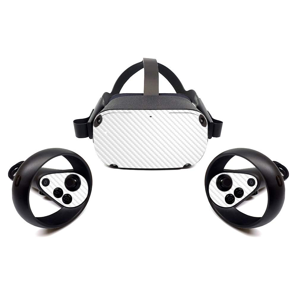 MightySkins Carbon Fiber Skin for Oculus Quest - White | Protective Durable Textured Carbon Fiber Finish | Easy to Apply Remove and Change Styles | Made in The USA (CF-OCQU-Solid White)