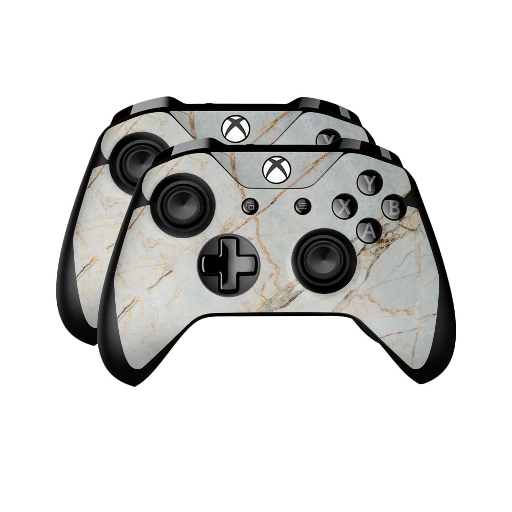 Glossy Glitter Skin Compatible with Microsoft Xbox One Controller (2 Pack) - Antique Marble - Premium 3M Vinyl Protective Wrap Decal Cover - Easy to Apply | Crafted in The USA by MightySkins