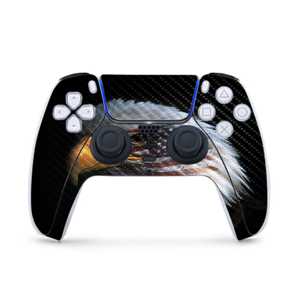 MightySkins Carbon Fiber Gaming Skin for PS5 / Playstation 5 Controller - Eagle Eye | Durable Textured Carbon Fiber Finish | Easy to Apply and Change Style | Made in The USA