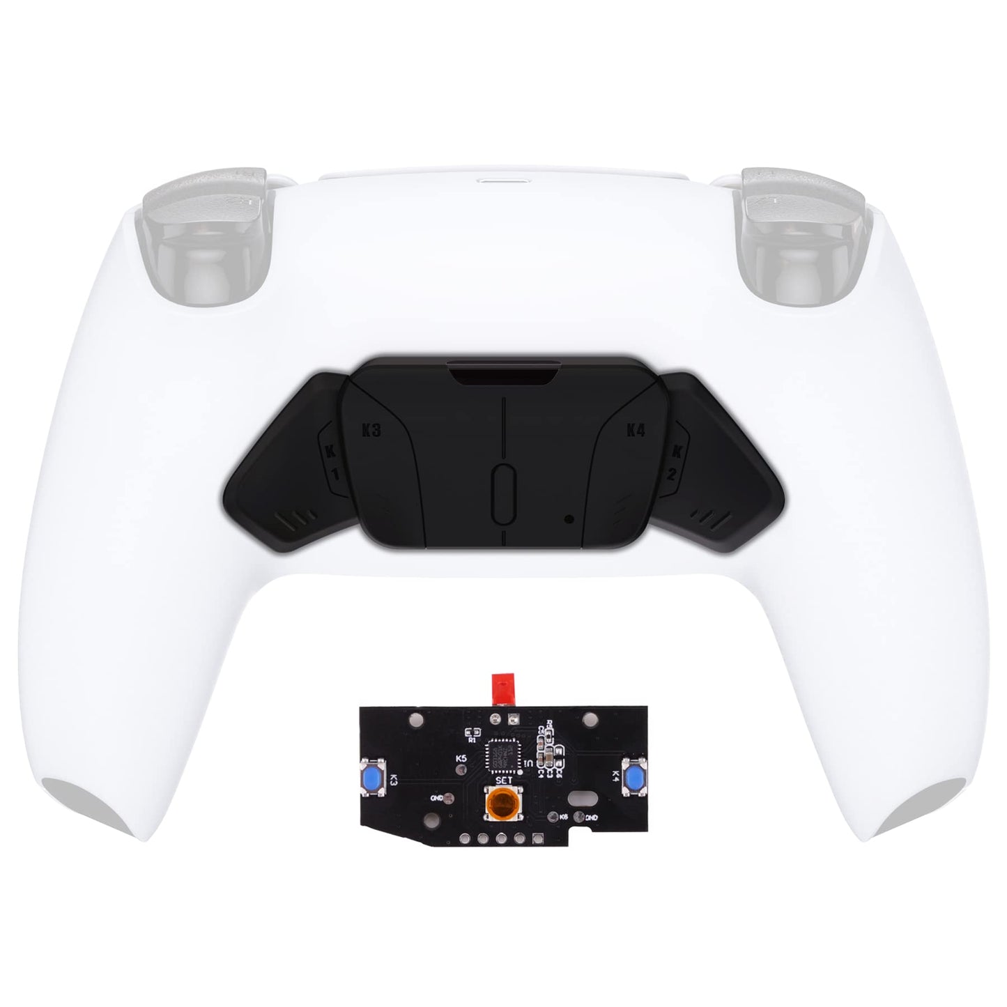 Turn RISE to RISE4 Kit - Redesigned Solid Black K1 K2 K3 K4 Back Buttons Housing & Remap PCB Board for PS5 Controller eXtremeRate RISE & RISE4 Remap kit - Controller & Other Accessories NOT Included
