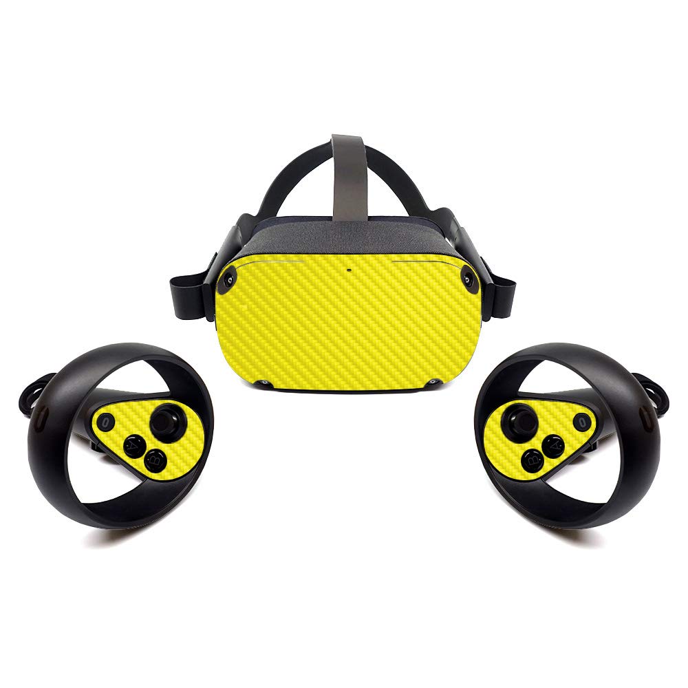 MightySkins Carbon Fiber Skin for Oculus Quest - Yellow | Protective Durable Textured Carbon Fiber Finish | Easy to Apply Remove and Change Styles | Made in The USA (CF-OCQU-Solid Yellow)