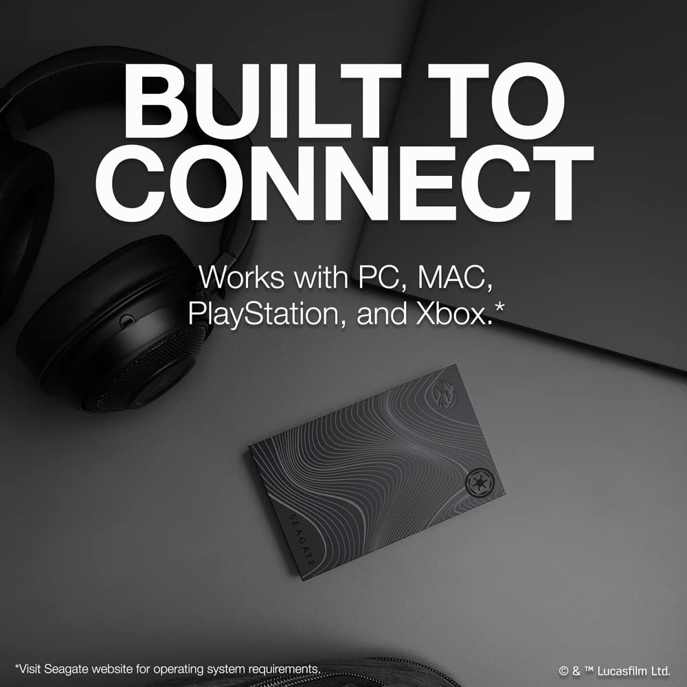 Seagate FireCuda 2TB External Hard Drive - Beskar Color, USB 3.2 Gen 1, Model STKL2000403, Customizable LED RGB Lighting