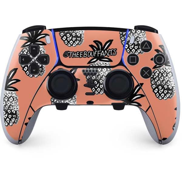 Skinit Decal Gaming Skin Compatible with PS5 DualSense Edge Pro Controller - Officially Licensed Bouffants and Broken Hearts Gray Scale Pineapple Design