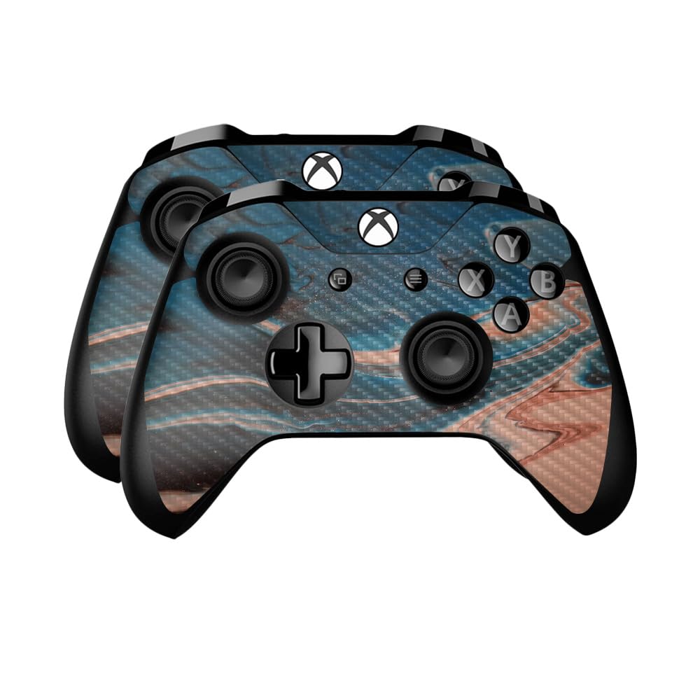 Carbon Fiber Skin Compatible with Microsoft Xbox One Controller (2 Pack) - Sea Dunes - Premium 3M Vinyl Protective Wrap Decal Cover - Easy to Apply | Crafted in The USA by MightySkins