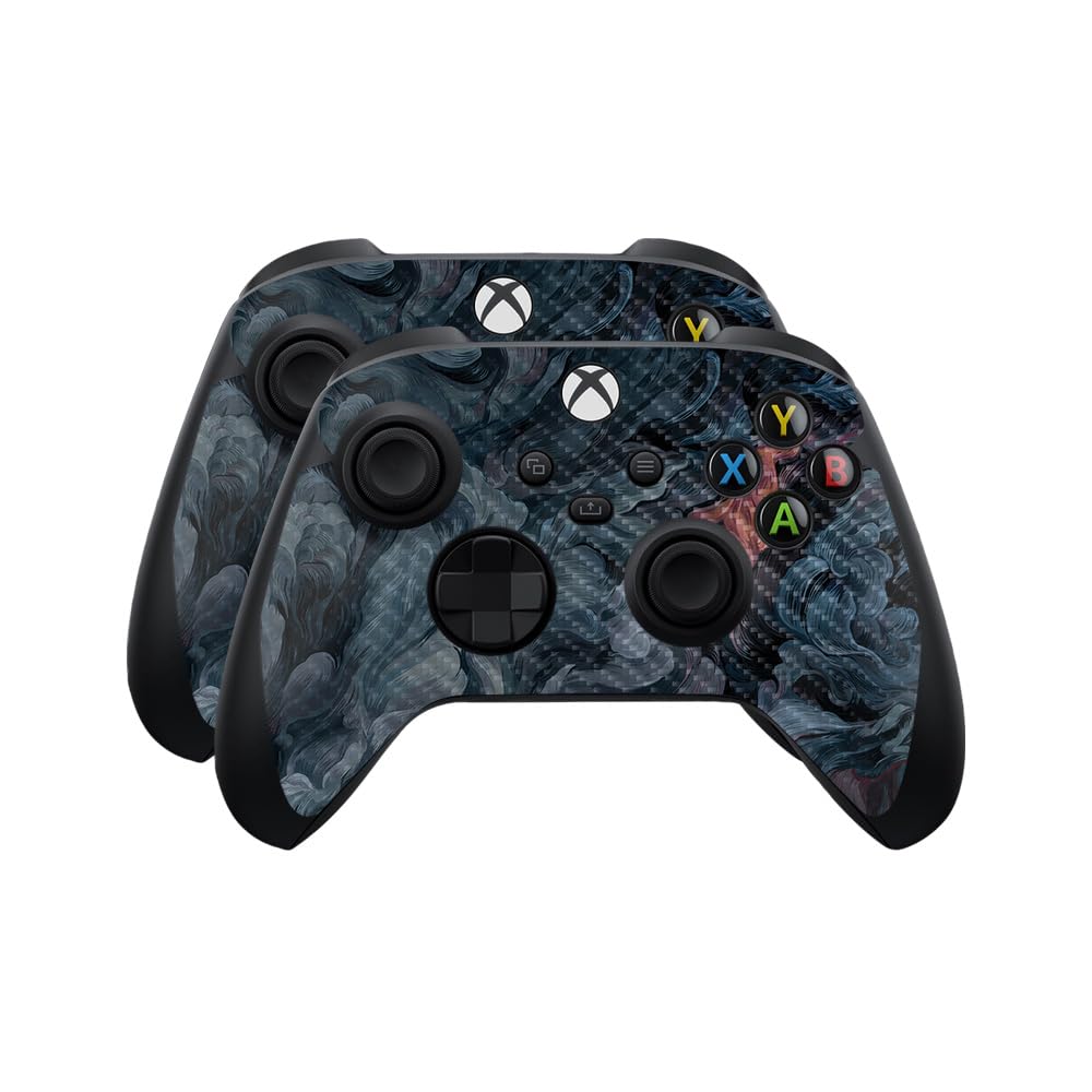 Carbon Fiber Skin Compatible with Microsoft Xbox Series X|S Controller (2 Pack) - Storm Cloud - Premium 3M Vinyl Protective Wrap Decal Cover - Easy to Apply | Crafted in The USA by MightySkins