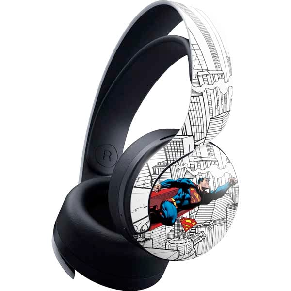 Skinit Decal Gaming Skin Compatible with Pulse 3D Wireless Headset for PS5 - Officially Licensed DC Comics Superman Super Speed Flying Over City Design