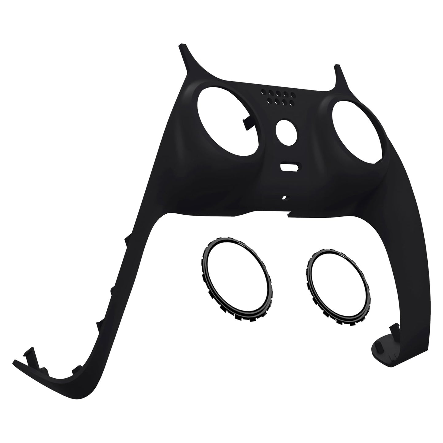 eXtremeRate Black Decorative Trim Shell Compatible with p s 5 Controller Soft Touch DIY Replacement Clip Shell Custom Plates Cover Compatible with p s 5 Controller with Accent Rings