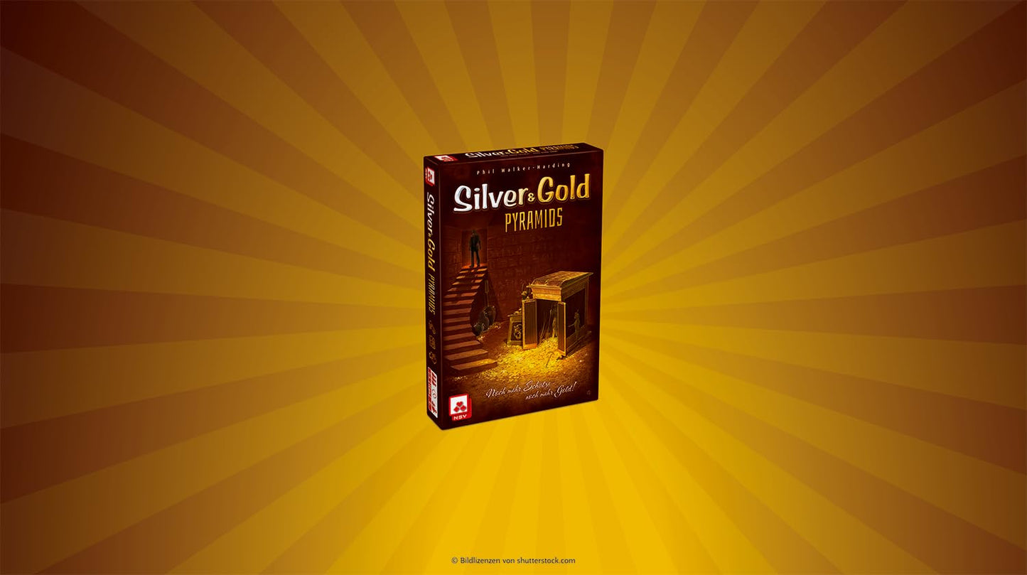 NSV Silver & Gold Pyramids Playing Cards, Yellow, 18 x 12 x 3 cm, Model 10041765-0001