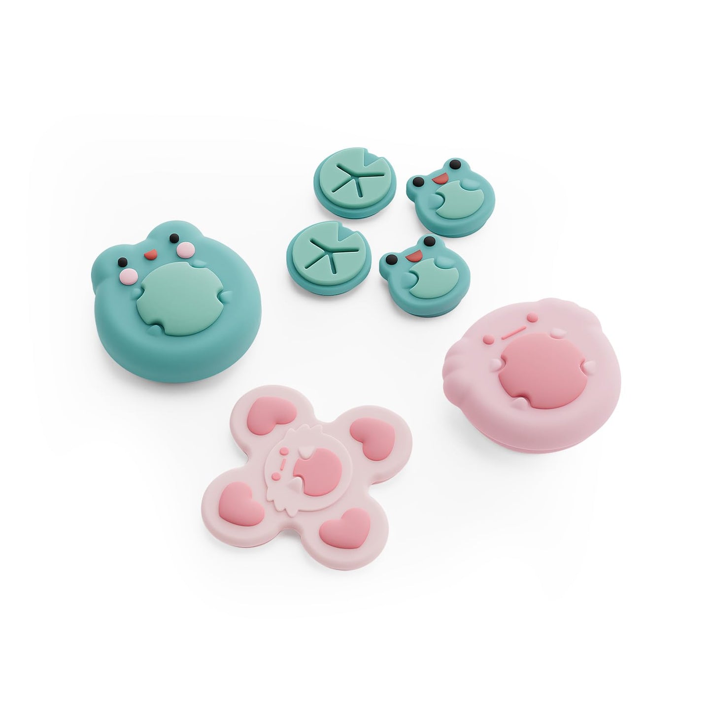 GeekShare Animal Cross D-Pad Button Caps Thumb Grip Caps Set Compatible with Switch 2 ABXY Key Buttons Sticker Cover Caps for Switch 2025 Frog & Axolotl