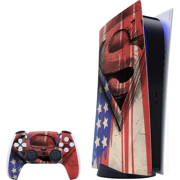 Skinit Decal Gaming Skin Compatible with PS5 Bundle - Officially Licensed DC Comics Superman Crest Design