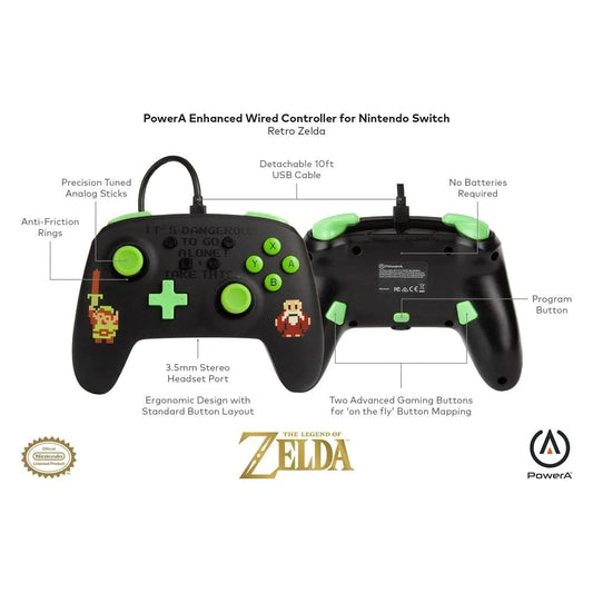 PowerA Enhanced Wired Controller for Nintendo Switch - Retro Zelda, Model 1518608-01
