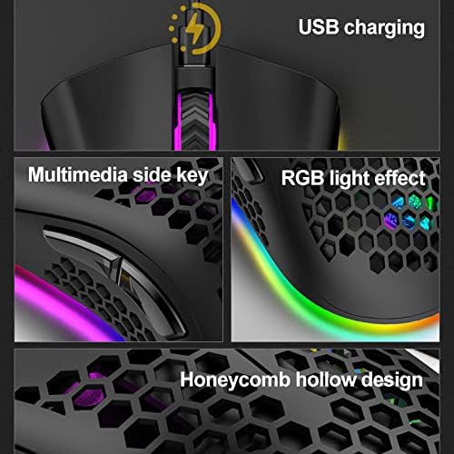 VEGCOO C23 Wireless Gaming Mouse - Silent Click, Rechargeable, 3 Level DPI, Black