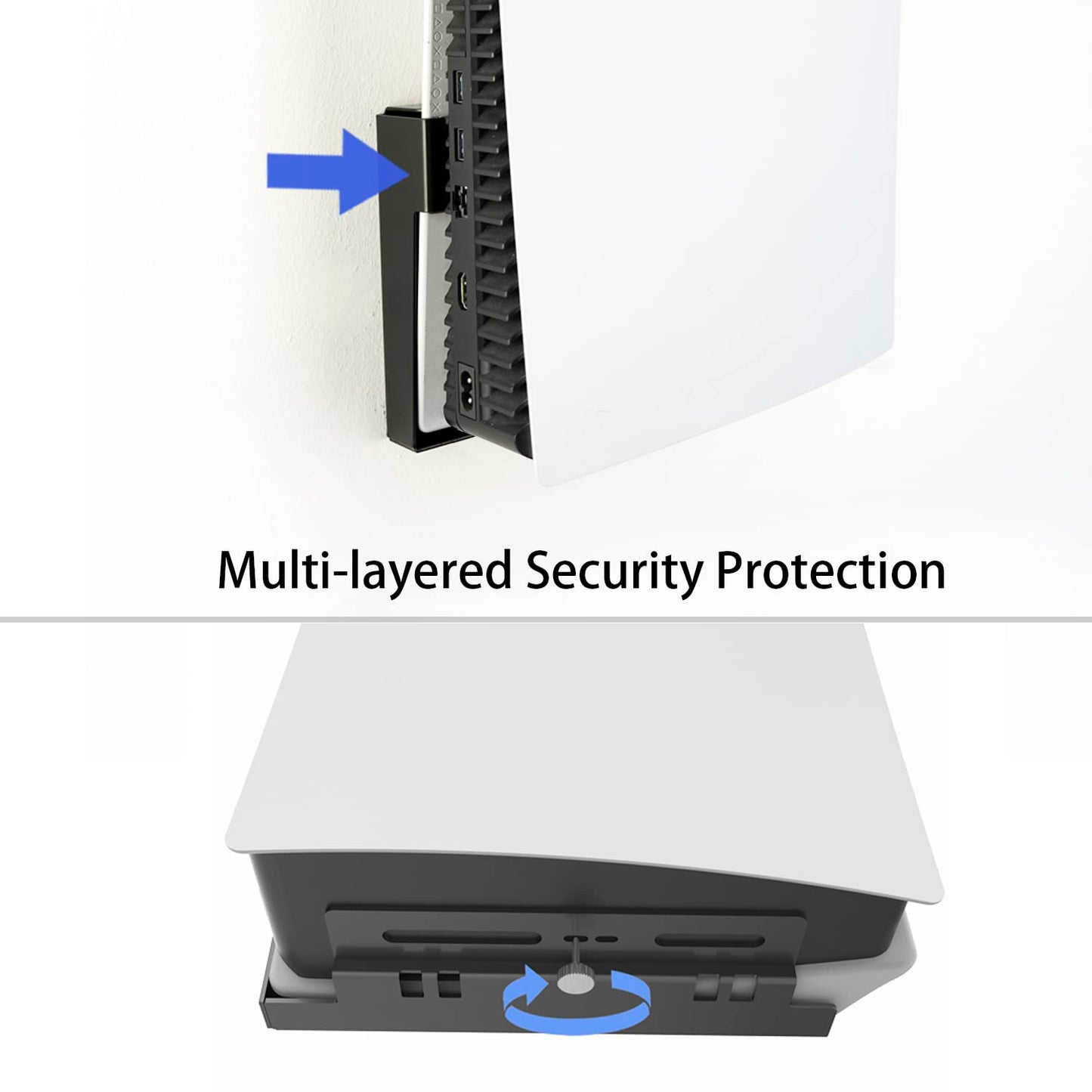 Monzlteck PS5 Wall Mount Holder - All Metal Vertical Design for PS5 Original/Slim/Pro - Black with Controller Holder