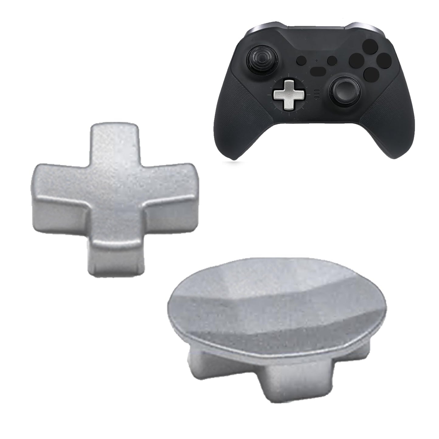 2 Pack Metal D-Pads for Xbox One Elite Series 2 Standard D pad and Faceted D Pad Replacement Accessories for Xbox One Elite Series 2 Cord Controller(Silver)